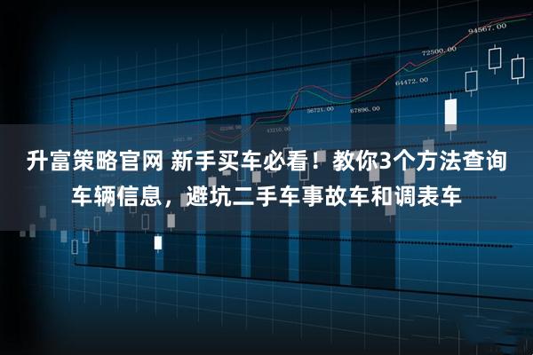 升富策略官网 新手买车必看！教你3个方法查询车辆信息，避坑二手车事故车和调表车