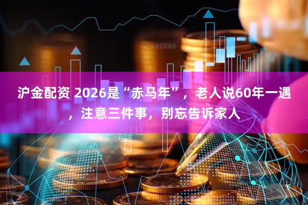 沪金配资 2026是“赤马年”，老人说60年一遇，注意三件事，别忘告诉家人